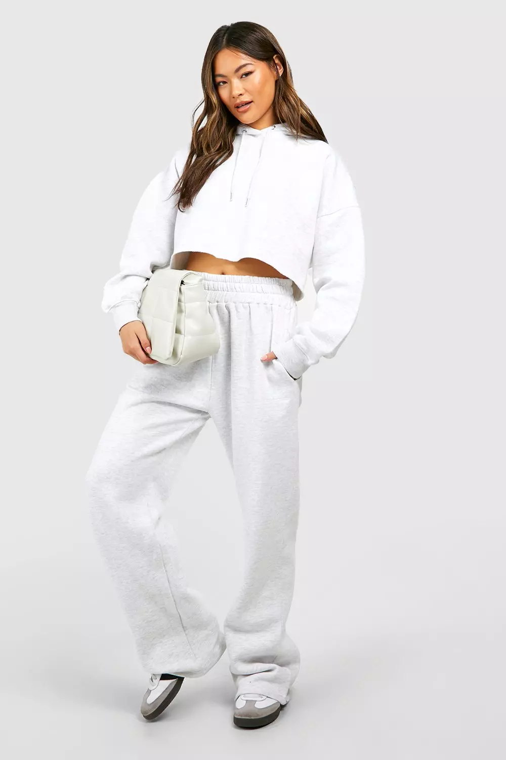 Cropped raw hem sweatshirt outlet